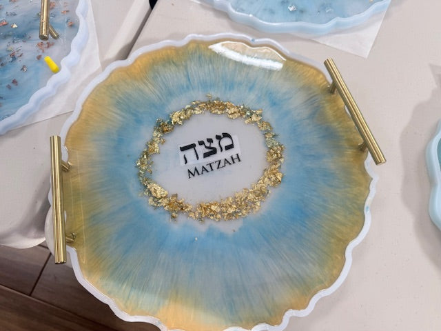 Resin Matzah Platter with handles