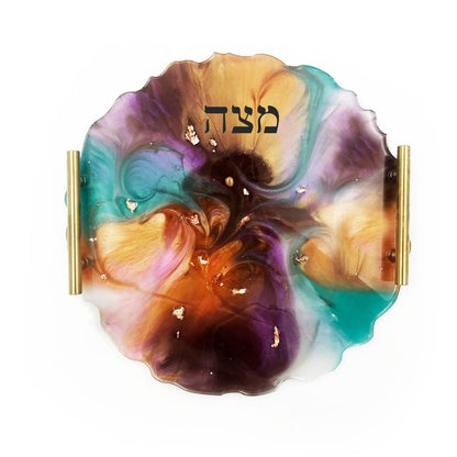 Resin Matzah Platter with handles